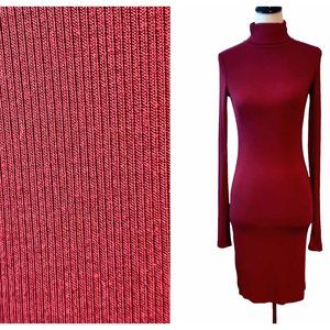 Talula Aritzia Womens Red Ribbed Turtleneck Long Sleeve Bodycon Short Dress S